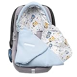 Baby Einschlagdecke Babyschale Winter Strickdecke Kinderwagendecke Fußsack Baby 100% Baumwolle mit Füllung Universal für Kinderwagen Buggys Frühling Maxi Cosi 3 Punkt Gurt Beige Grau(39)(Blau)