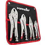 Poppstar Gripzangenset mit 3x Gripzange (225/182 / 140 mm) und 1x Langbeckzange (170 mm) inkl. Tasche