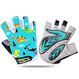 FINGER TEN Fahrradhandschuhe Kinder MTB Handschuhe Fahrrad Outdoor Bike Gel Halbfinger Sporthandschuhe Radhandschuhe Wert 1 Paar Cyan S, für Sommer Freizeit Jungen Mädchen Alter 2-10 Jahre