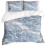 Extra großer Marmor-Bettbezug, blasses Schattensteinmuster, Risse auf der Oberfläche, Geographie, 3-teiliges knitter-, schmutzabweisendes Bettdecken-Set (California King, 243,8 x 264,2 cm, 3-teilig
