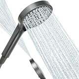Duschkopf Wassersparend,125mm Duschkopf Groß mit 6 Strahlarten,Turbogeladenes Design Hochdruck, Handbrause Duschbrause für Baden,Sparduschkopf,Regendusche Duschkopf Druckerhöhend,Brausekopf (grau)