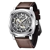 BENYAR - Uhren Herren Uhr Automatik Mechanische Armbanduhr | Lederband | Goldene Bewegung | 45 mm Skeleton Dial | Wasser- und Kratzfest | Elegantes Geschenk für männer