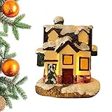 IITA Miniatur-Weihnachtsfiguren, Weihnachtsminiaturen zum Basteln | Harz Weihnachtsdorf Hüttenhäuser Ornamente,Lebendige Desktop-Dekoration, multifunktionale, beleuchtete Feiertagsdekorationen für das