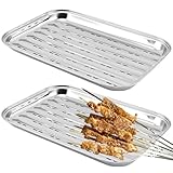 Asfrode BBQ Grillschalen, 3er Set Edelstahl Grillkorb mit Löchern Grillschale Grill Gemüsekorb Grillzubehör für Gemüse Fisch oder Fleisch Grillpfanne Gasgrill