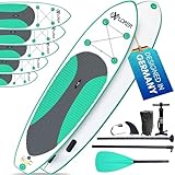 EXPLORER SUP Kinder Wave Stand Up Paddling Board Mint 244x71x10cm bis 60kg Komplettset mit Alu-Paddel, Rucksack, Pumpe, Finne und Flickenset