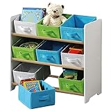 Kesper | Kinderregal mit Boxen, Material: Faserplatte, Maße: 66 x 30 x 59,5 cm, Farben: Weiß, Grün, Blau | 17716 13