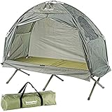 Semptec Urban Survival Technology Campingliege: 2in1-Zelt mit Alu-Feldbett, 1200 mm Wassersäule, 193 x 78 x 160 cm (Zeltliege, Zelt mit Liege, wasserdichte Taschen)