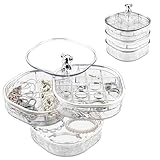 Zosenyer Schmuckkästchen, 3 Ebenen 360° Transparenter Jewellery Box mit Schminktisch Organizer und vielfältigen Abteilungen für Ohrringe, Ringe, Halsketten und Armbänder