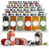 Jarlie EDELSTAHLDECKEL Gewürzgläser Eckig mit Streueinsatz, 24er Gewürze Set 120ml Gewürz Organizer - Spice Jars, Luftdichte Gewürzdosen - Gewürzstreuer mit Gewürzetiketten, Trichter & Bürste