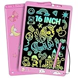 16 Zoll LCD Schreibtafel Bunte, Heller Zeichenbrett Zaubertafel Maltafel Grafiktablet Drawing Pad, Augenfreundlich Schrift Pad, Spielzeug Geschenke für Kinder, zu Hause, Schule, Reise - Rosa