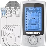 VCKHRRY TENS EMS Gerät, Wiederaufladbare Reizstromgerät Elektrische Muskelstimulation Massage mit 2 Kanäle 36 Trainingsprogramme 10 Elektroden Pads, Muskelaufbau am Bein, Rücken, Schulter, Nacken