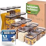 Viwares Vorratsdosen mit Deckel Luftdicht - 15er Vorratsbehälter Set - BPA-FREI - Schüttdosen zur Mehl Zucker & Müsli Aufbewahrung Küche - Praktische Aufbewahrungsbox Küche für alle Lebensmittel