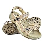 Zerimar Sandalen Damen | Sandalen Damen Trekking | | Sandalen Damen Trekking Leder | Sandalen Damen Sportlich | Wandersandalen aus Leder, Beige, 38 EU