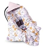 Orangerella Einschlagdecke Babyschale - Ideal für Sommer und Herbst - Waffelstoff - 100% Baumwolle - Baby Decke für Kinderwagen - Autositz oder Buggy z.B. Maxi Cosi - 3 und 5 Punkt Gurtsystem
