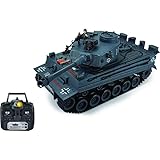 s-idee® RC Panzer S812 German Tiger grau 1:18 2.4 Ghz Battle Tank mit Schussfunktion