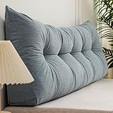 Bettrückenkissen, dreieckiges Keilkopfteilkissen, hochwertiger Cord Twin Queen King Double Single Rückenlehne Kissen Bettkissen Lesekissen, Lordosenstütze, abnehmbarer Bezug(Size:80x40x12cm,Color:Blue