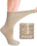 Diabetiker Socken Damen mit Lycra für den täglichen Gebrauch, 4 Paar, Nahtlos, Bequem und Weich, Perfekt für Diabetiker und Schwangere, 10 Farbvariationen, in den Größen 35-38 und 39-42 (Beige, 39-42)