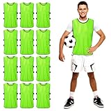 Fußball Leibchen Set, 12 Stück Fußball Trainingsweste, ärmellose Atmungsaktiv Leibchen Fußball, Sport Trainingsleibchen, Fussballtraining Leibchen Für Anfänger, Jugendliche Und Erwachsene (Grün)