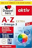 Doppelherz A-Z + Omega-3 Extra - 20 Vitamine, Mineralstoffe & Spurenelemente + Omega-3 + Lutein - Nur 1 Kapsel täglich - 30 Kapseln