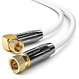 deleyCON 5m SAT Antennenkabel Satellitenkabel Koaxialkabel - HDTV Full HD 4K - F-Stecker 90° Gewinkelt zu F-Stecker Gerade - Weiß