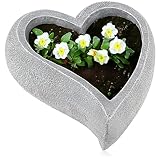com-four® Deko-Herz zum Bepflanzen - große Pflanzschale als Grabschmuck, für Garten oder Terasse - liebevolle Grabdekoration - Pflanztopf in Herzform als Grabbeigabe (1 Stück - Herz - 34x30cm)