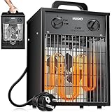 MASKO® Elektroheizer Heizlüfter Bauheizer 3 KW mit integriertem Thermostat elektrisch Heizgerät 3000 Watt 3 Heizstufen Heizgebläse für Innen- & Außeneinsatz Überlastschutz Elektroheizgebläse Anthrazit