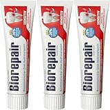 3 x Biorepair Sensitiv Zahncreme – Zahnschmelz-Schutz und Schmerzempfindlichkeit reduzieren – ohne Fluorid – sanfte Pflege für empfindliche Zähne – 75 ml