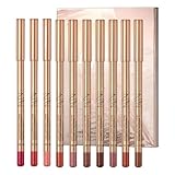 12pcs Matte Lipliner Set,Wasserfester Lippenkonturenstift, Plump Lippenform, Nicht verblassender,Langlebiger Lipliner Stift für Frauen