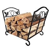 Brennholzregal Innen, Faltbarer Brennholzhalter, Stapelhilfe für Brennholz, Rostfreier Kaminholzhalter aus Schmiedeeisen for den Außenbereich, Brennholzlagerregal for Kamin, Feuerstelle