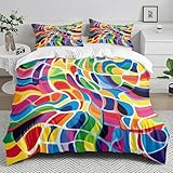Bettwäsche Set Farbiges Muster Mit 2 Kissenbezüge 50X118Cm, Weich & Waschbar Breathable Sommerbettwäsche Mit Reißverschluss （220X240Cm
