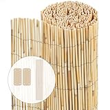 VOUNOT Schilfrohrmatte 90x600 cm, Schilfmatten Sichtschutz, Windschutz & Sonnenschutz, Schilfmatte für Garten, Balkon, Terrasse, Balkonsichtschutz, Gartensichtschutz
