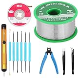 Professionelles Löt- und Entlötwerkzeug-Set (12-teilig), Entlötpumpe, Entlötkern, Drahtschneider, Pinzette, Lötkolben-Hilfszubehör für präzise Löt- und Entlötvorgänge!