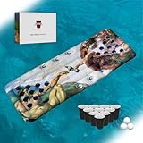 RedCupShop® XXL Pool Pong Luftmatratze | Beer Pong Set mit 25 Bechern & 3 Bällen | 175x75 cm Schwimmende Luftmatratze für Pool & Strand | Sommer Partyspiel & Geschenkidee