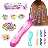 Lalieffacely Haarflechtmaschine Haarschmuck Mädchen, DIY Haarperlen Flechthilfe Set, Kreatives Spielzeug Mode Make up Stil Werkzeugset Mädchen 3-14 Jahr (Rosa)