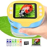 Mikroskop für Kinder, Vankarr 1000X Digitale Taschenmikroskop Tragbares Mini Handy Mikroskope mit 32GB SD-Karte, 2-Zoll-IPS-Bildschirm, Objektträgerproben, Geschenk für Kinder Studenten, Blau