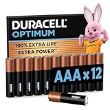 Duracell Optimum Batterien AAA, 12 Stück, bis zu 100 % Extra Power oder zusätzliche Leistung