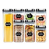 UUE Vorratsdosen Set aus 7 Frischhaltedosen, Vorratsbehälter Set, Vorratsdosen mit Deckel Luftdicht, Müsli Schüttdose, Etiketten für Getreide, Mehl, Zucker usw, Küche Aufbewahrung & Organisation