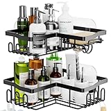 HapiRm Duschablage Ohne Bohren Ecke - Bad Eckregal Ohne Bohren mit 11 Haken Seifenschale und Rasiererhalter, Rostfrei Eckduschablage Dusche Regal für Badezimmer Küche Dusche, 6 Selbstklebend