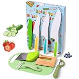 HOTUT Kinder Küchenmesser Set, 9-teiliges Kinder Sicherheit Küchenmesser, zum Schneiden und Kochen von Obst oder Gemüse, inklusive Holzmesser Schneidebrett Schäler, Geschenke für Kleinkinder