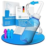 Nasendusche Set NARSA® · 30x Nasenspülsalz · 3 Aufsätze für Erwachsene und Kinder · Nasenspülkanne zur Nasenreinigung und Nasenspülung bei Erkältung und Allergie