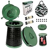 XIUWOUG Campingtoilette Faltbar, Waschbar Campingklo Portable Trockentoilette, Camping Toiletten Maximalbelastung 300 Kg, Camping WC Klapptoilette mit 20 Biologisch Abbaubaren Müllbeutel (Grün)