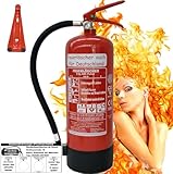 Brandengel® Feuerlöscher 6kg ABC Pulver mit Manometr EN 3, Wandhalter, Messingarmatur Sicherheitsventil, Kunststoffstandfuß, Pulverlöscher (Mit Prüfnachweis u. Jahresmarke) Gewerbe, Industrie, Büro