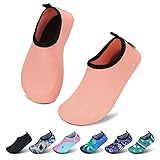 SAGUARO Mädchen Badeschuhe Kinder Aquaschuhe Jungen Schnell Trocknend Strandschuhe Atmungsaktiv Wasserschuhe Surf Yoga Neoprenschuhe,Pink Gewellt,Gr.22/23 EU