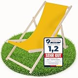 Melko Liegestuhl klappbar Strandstuhl aus Holz Holzliege Garten Faltliege Gelb Gartenliege