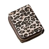 Gsrhzd Kartenetui, Doppeldecker PU Leder Kreditkartenetui für Damen und Herren, Leopard Orgel-Stil Karten Portemonnaie, Scheckkartenetui, Karten Geldbeutel, Beige