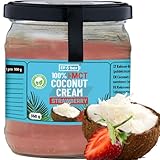 EP Bar Coconut Cream 100% Natürlich Kokoscreme mit Erdbeere | 350g | Vegan, Naturbelassen ohne Zusatzstoffe | Kokosmus Ohne Zucker, Gesund Kokosfett, Kokosnusscreme