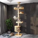 Kratzbaum deckenspanner,Kratzbau hoch,Kratzbaum, Raumkapsel,Katzenhängematte, Vollständig mit Sisalseil umwickelt,Raumkapsel,Katzenkäfig (240～280CM T03) deckenhoch,Mehreren Etagen