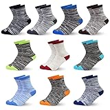 GENTABY Socken Jungen graue Kinder Babysocken - Baumwolle Bunte Sportsocken Neuartige Weiche Elastische - 10 paar für 7-10 Jahre Größe 23-26 27-30 31-34 Kleinkind Mädchen Schulsocken