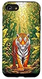 Tiger Lover Glasmalerei Natur Tier Design Fall Hülle für iPhone SE (2020) / 7/8
