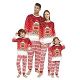 Weihnachts Familie Pyjama Set, Passendes Weihnachten Schlafanzug Paar Set, Weihnachts Langärmelige Hose Christmas Nachtwäsche Winter Geteilter Home Set Für Damen Herren Kinder, Mama, L, Rot